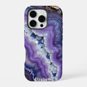 Purple and Blue Agate Slice iPhone 16 Pro Case