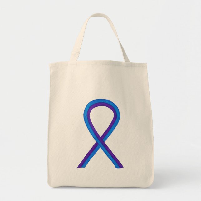 Purple and Blue Awareness Ribbon Art Tote Bag (Front)