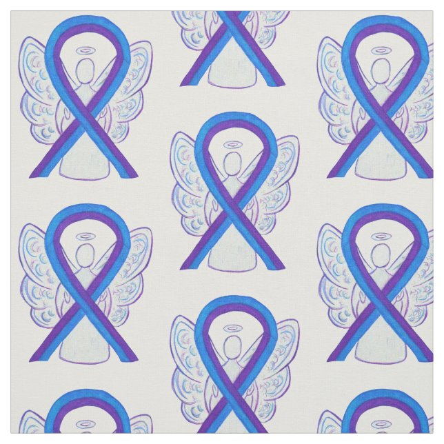 Purple and Blue Awareness Ribbon Custom Material Fabric (Swatch)