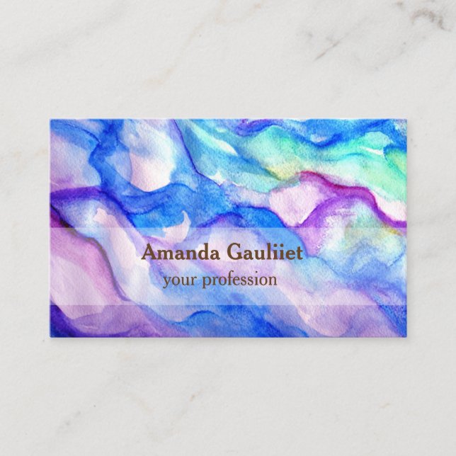 Purple and blue blot watercolor art Business Card (Front)