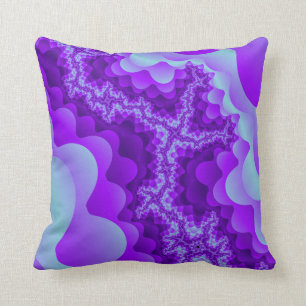 Purple And Blue Bubble Coral Fractal Design Cushion