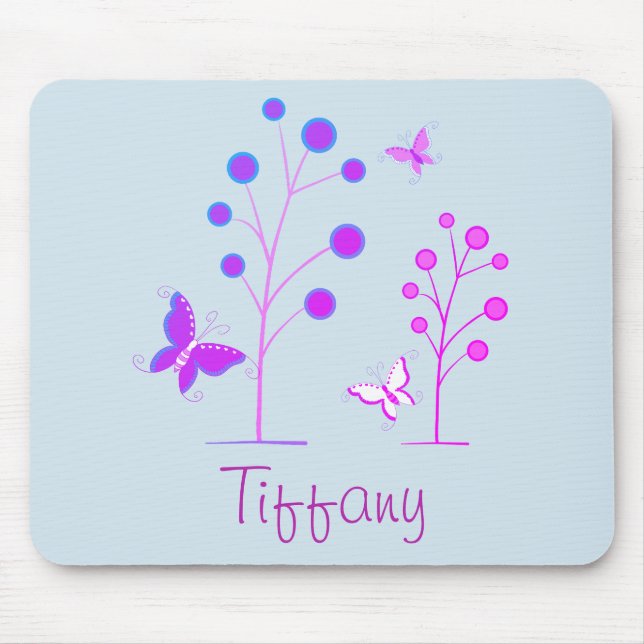 Purple and Blue Butterflies Mouse Mat (Front)