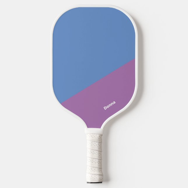 Purple And Blue Colour Block With Name Pickleball Paddle (Front)