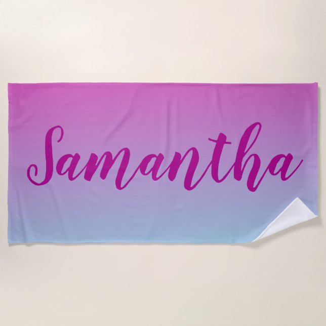Purple and Blue Cotton candy ombre Beach Towel (Front)