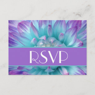 Purple and Blue Dahlia Petals RSVP Wedding Card