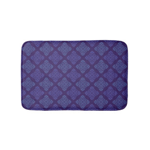 Purple And Blue Damask Bath Mat