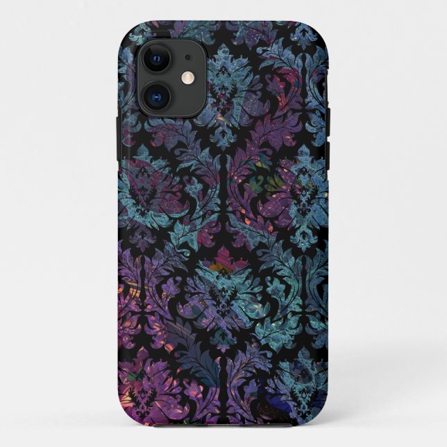 Purple and Blue Damask Pattern Case-Mate iPhone Case (Back)
