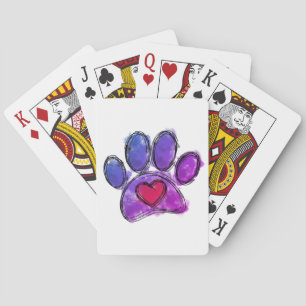 Purple and Blue Dog Lover Drawing Watercolor Playing Cards
