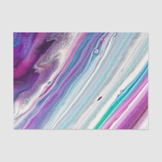 Purple and Blue Faux Acrylic Paint Abstract Tissue Paper (Front)