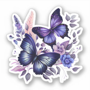 Purple and Blue Floral Butterflies