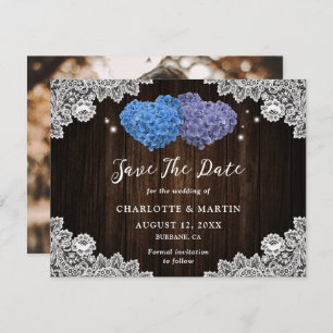 Purple and Blue Floral Photo Wedding Save The Date