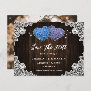 Purple and Blue Floral Photo Wedding Save The Date