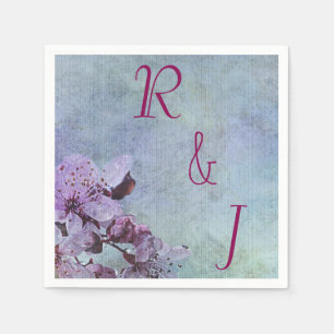 Purple and Blue Floral Wedding Napkin