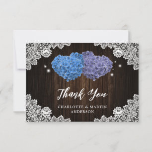 Purple and Blue Floral Wedding Thank You Card