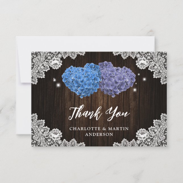 Purple and Blue Floral Wedding Thank You Card (Front)