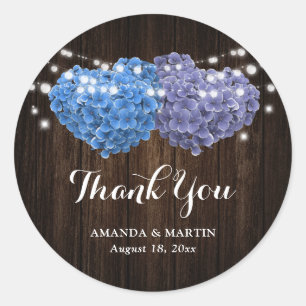 Purple and Blue Floral Wedding Thank You Classic Round Sticker