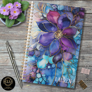 Purple and Blue Florals Clean Name Planner