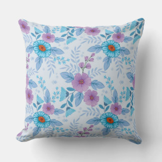 Purple and Blue Flowers  Cushion