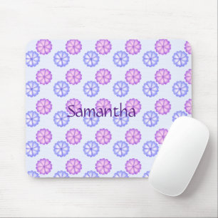 Purple And Blue Flowers Mouse Mat