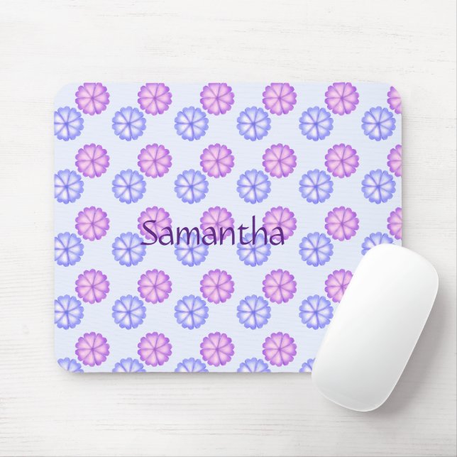 Purple And Blue Flowers Mouse Mat (With Mouse)