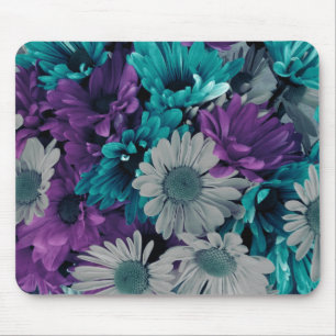 Purple and Blue Flowers Mouse Mat