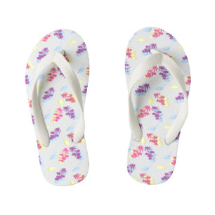 Purple and Blue Flowers Seamless Pattern – Elegant Kid's Flip Flops