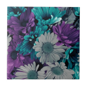 Purple and Blue Flowers Tile