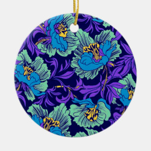 Purple and Blue Flowers William Morris Ceramic Tree Decoration
