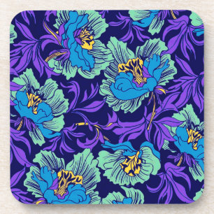 Purple and Blue Flowers William Morris Coaster