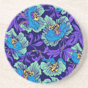 Purple and Blue Flowers William Morris Coaster