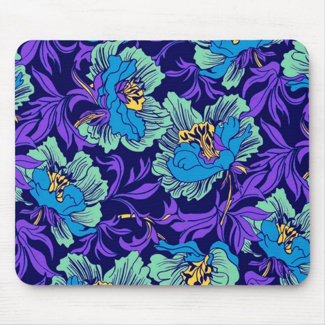 Purple and Blue Flowers William Morris Mouse Mat (Front)