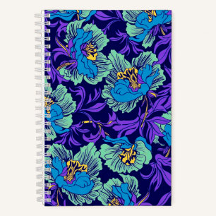 Purple and Blue Flowers William Morris Notebook