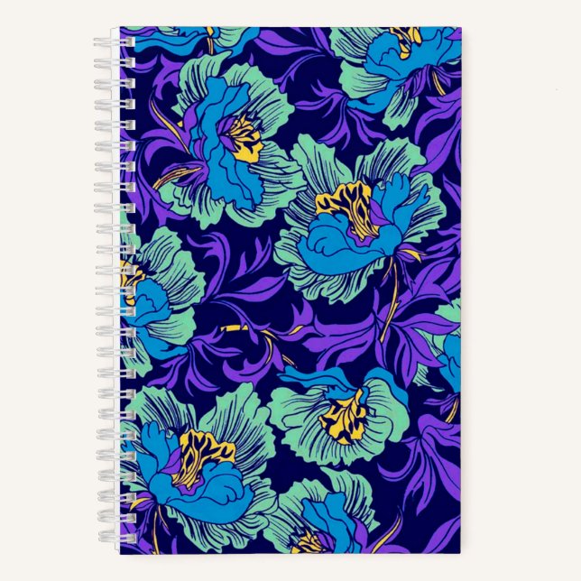 Purple and Blue Flowers William Morris Notebook (Front)