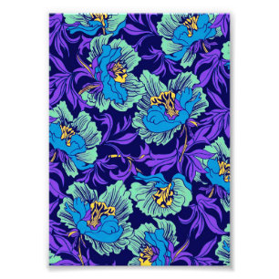 Purple and Blue Flowers William Morris Photo Print