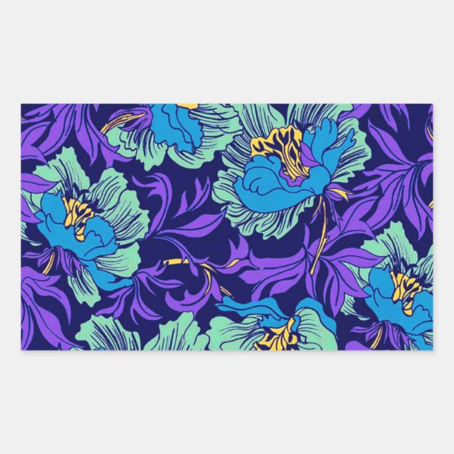 Purple and Blue Flowers William Morris Rectangular Sticker (Front)