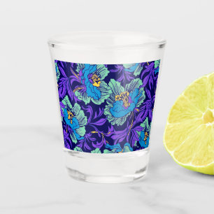 Purple and Blue Flowers William Morris Shot Glass