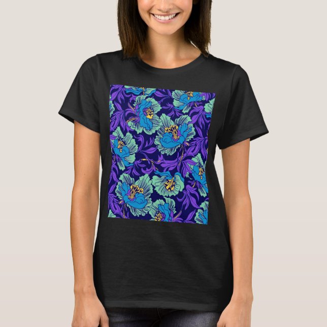 Purple and Blue Flowers William Morris T-Shirt (Front)