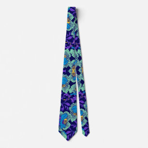 Purple and Blue Flowers William Morris Tie