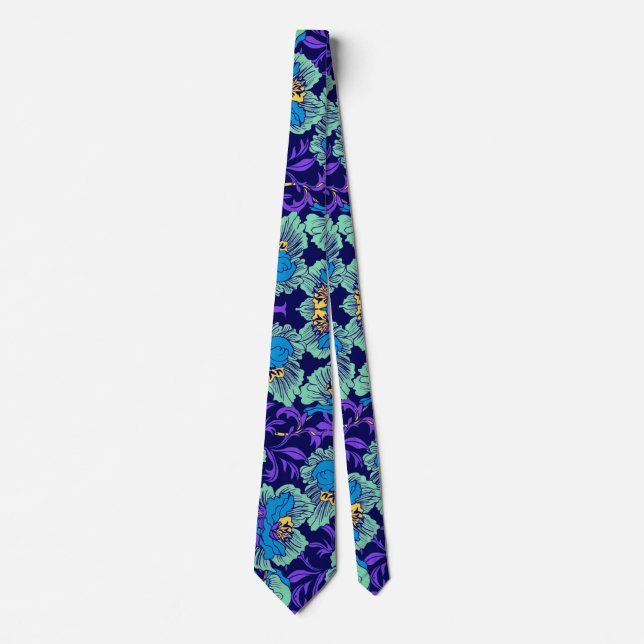Purple and Blue Flowers William Morris Tie (Front)