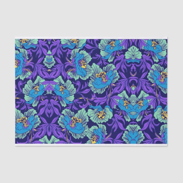 Purple and Blue Flowers William Morris Tissue Paper (Front)