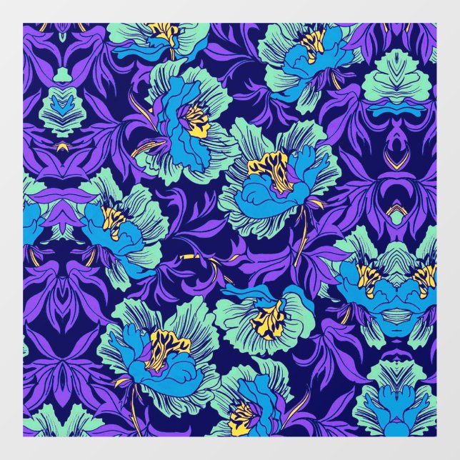 Purple and Blue Flowers William Morris Window Cling (Sheet)