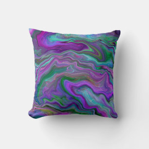 Purple and Blue Fluid Art Cushion