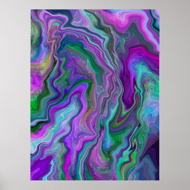 Purple and Blue Fluid Art    Poster (Front)