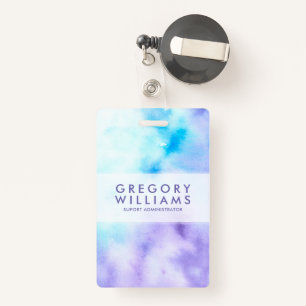 Purple And Blue Fluid Colours Baground ID Badge