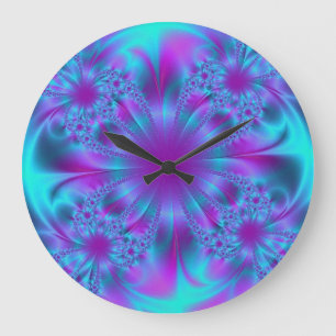 Purple and Blue Fractal Design Large Clock