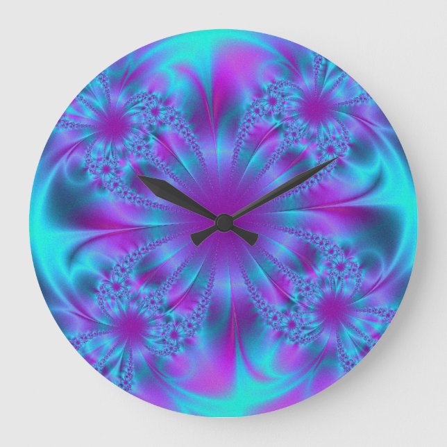 Purple and Blue Fractal Design Large Clock (Front)
