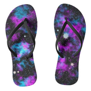 Purple and Blue Galaxy Flip Flops