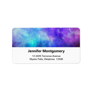Purple and Blue Galaxy Space Abstract Address Label