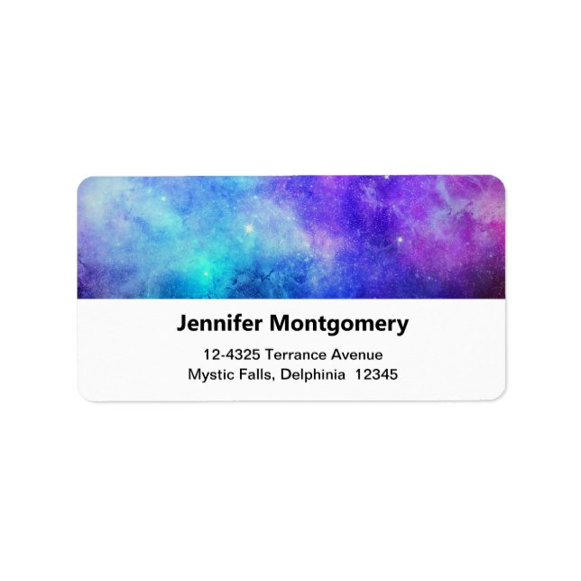 Purple and Blue Galaxy Space Abstract Address Label (Front)