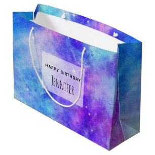 Purple and Blue Galaxy Space Abstract Birthday Large Gift Bag